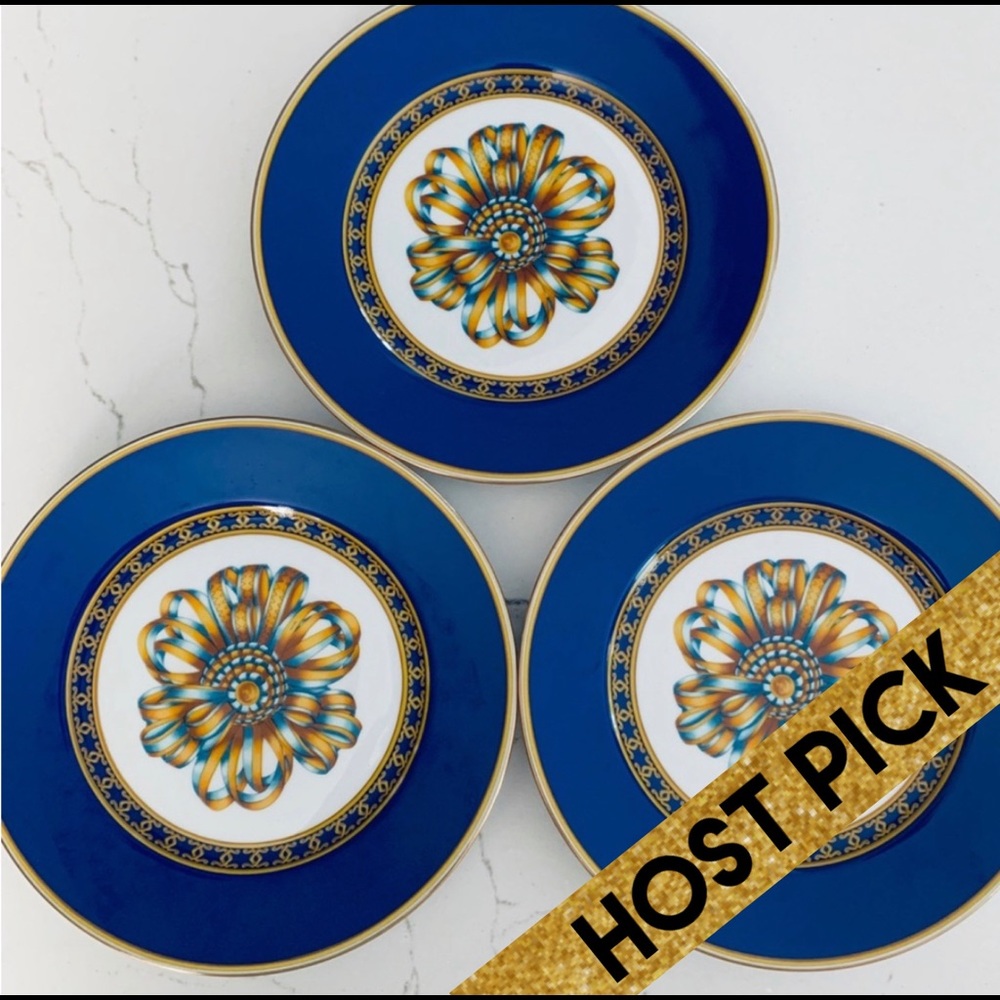Hermes Vintage Cocarde de Soie Salad Plates Set/3 - Picture 1 of 9